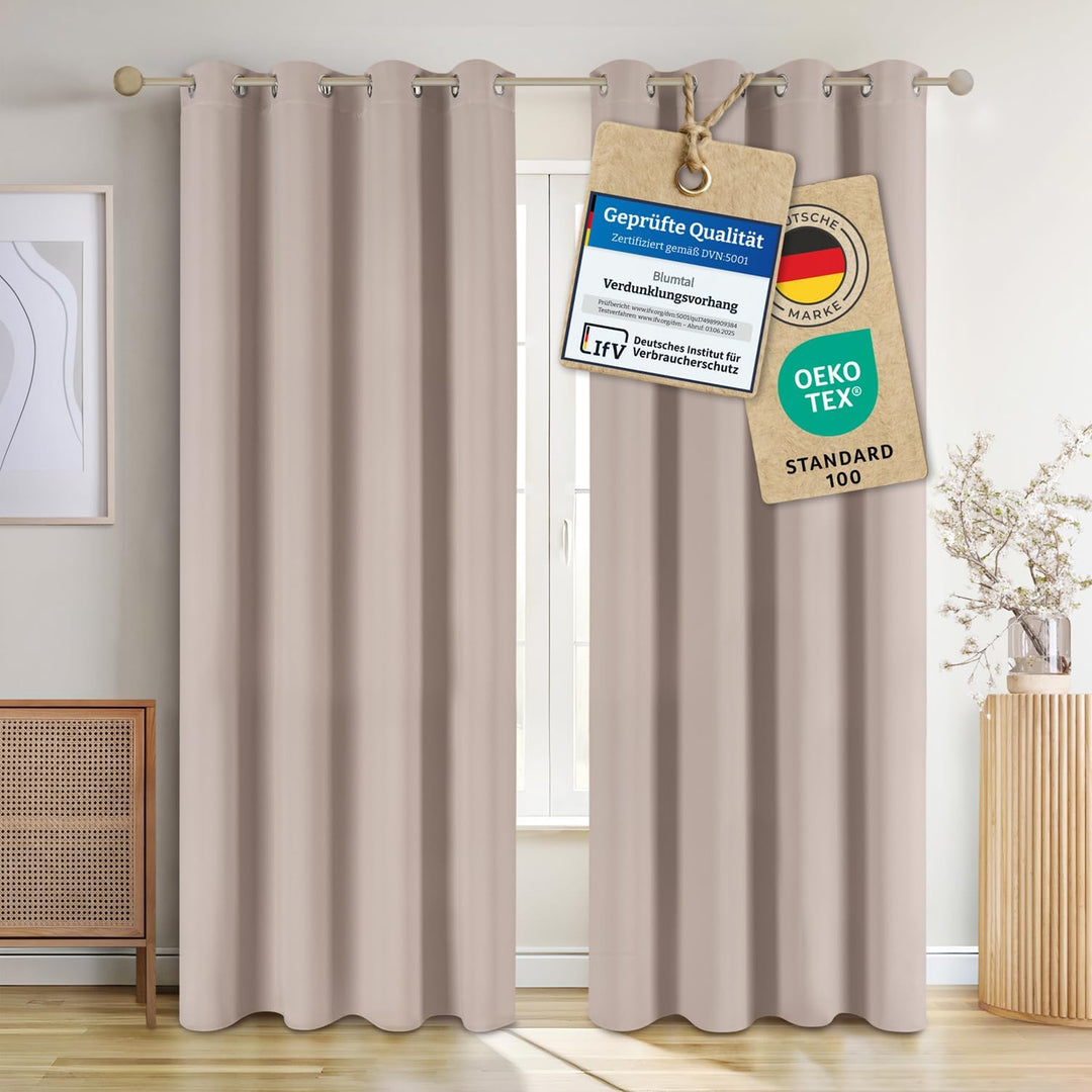 Blumtal Verdunklungsvorhänge 2er Set - Thermovorhang Hitzeschutz - Vorhang Blickdicht mit Ösen - Gar