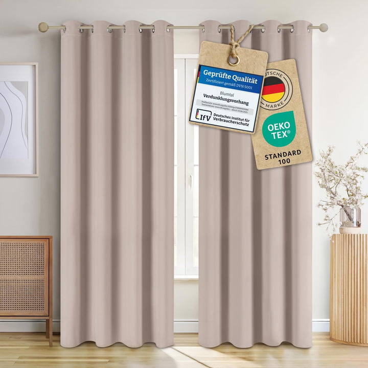 Blumtal Verdunklungsvorhänge 2er Set - Thermovorhang Hitzeschutz - Vorhang Blickdicht mit Ösen - Gar