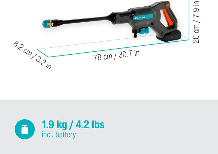 Gardena Akku-Mitteldruckreiniger AquaClean 24/18V P4A Ready-To-Use Set: Akku-Reiniger für den Aussen