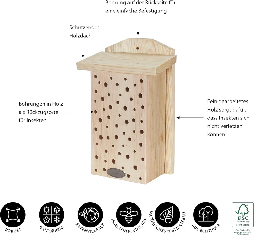Dehner Natura Premium Insektenhotel Laurentia, Insektenhaus / Nistkasten für Bienen/Schmetterlinge/K