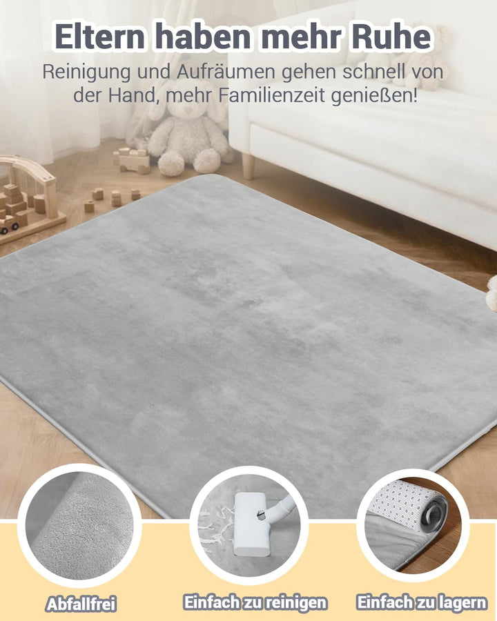 Dicke Krabbelmatte Baby 150×180×3cm,Schaumfüllung Teppich Spielmatte Baby,Rutschfester Unterseite&amp;We