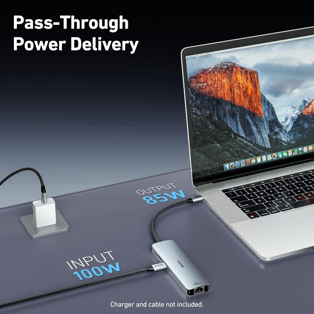 BENFEI 6in1 USB C Hub mit HDMI 4k@60HZ/PD 100W/ Gigabit Ethernet/ 1*USB C+2*USB A Datenports 5Gbps,