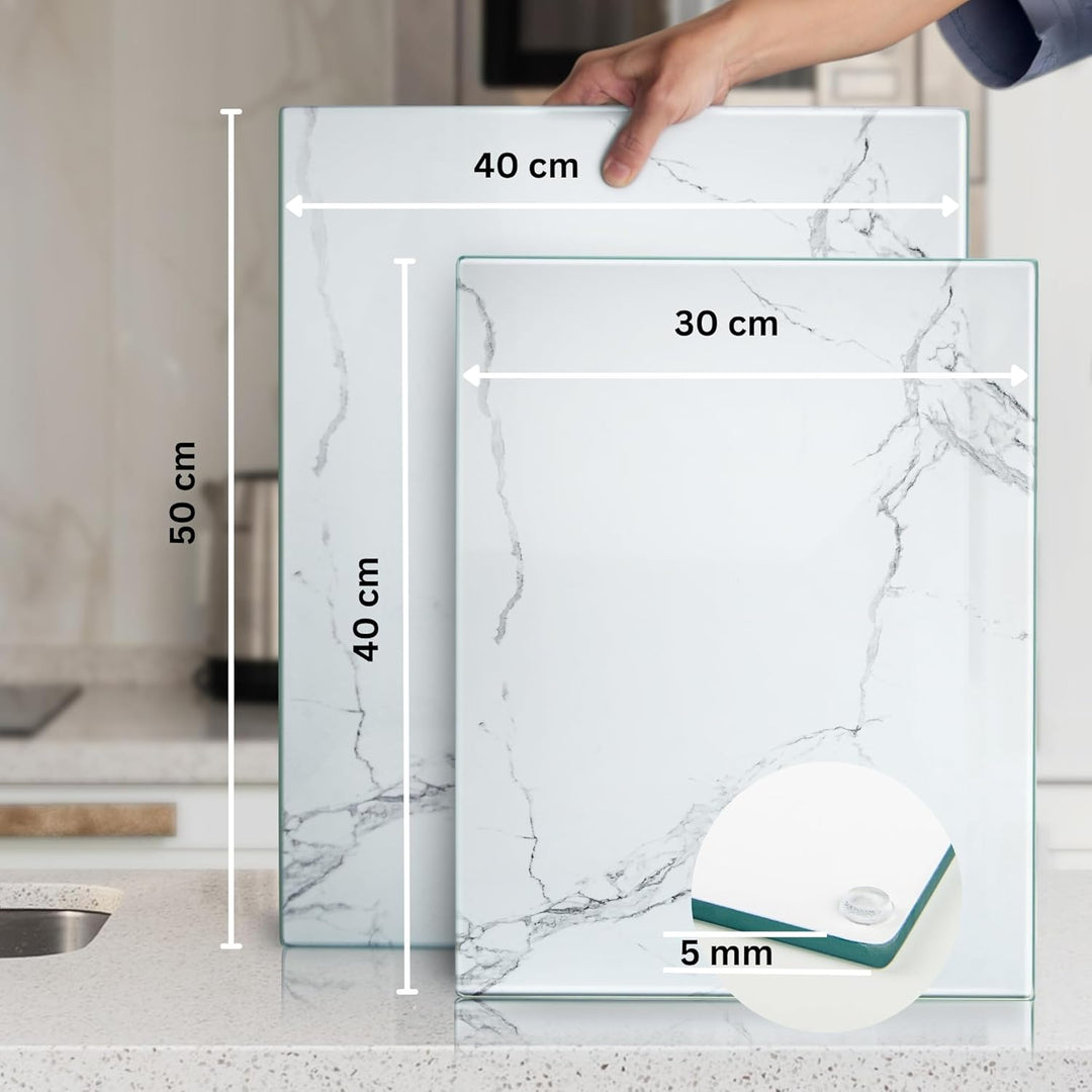 Glas-Schneidebrett, 40 x 30 cm: Glas-Arbeitsflächenschutz für Küchen, langlebig, hygienischer Glas-A