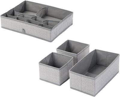 mDesign 2er-Set Kinderzimmer Aufbewahrungsbox aus Kunstfaser mit Fischgrätmuster – Stoff Aufbewahrun