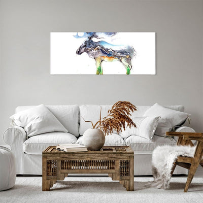 Panorama Bilder auf Leinwand 100x40cm Leinwandbild Moose Berge Winter illustration Gross Wanddeko Bi