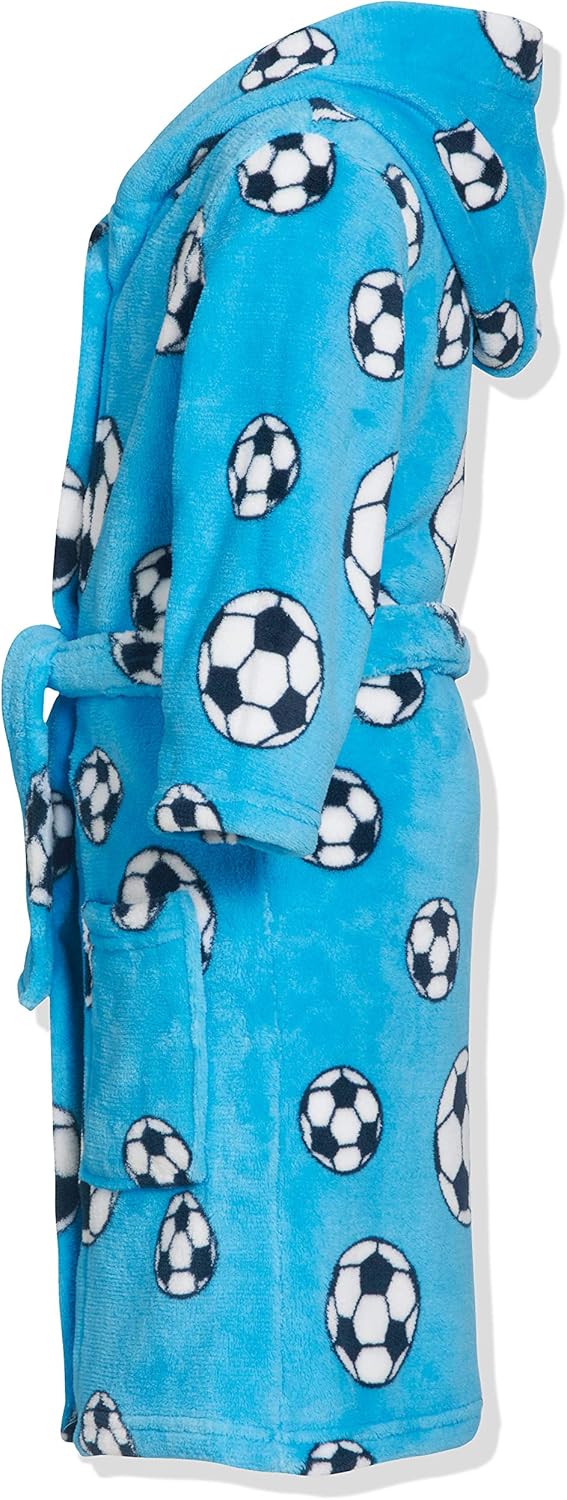 Playshoes Unisex Kinder Kinder Fleece-bademantel Morgenmantel (1er Pack) 98-104 blau Fussball, 98-10