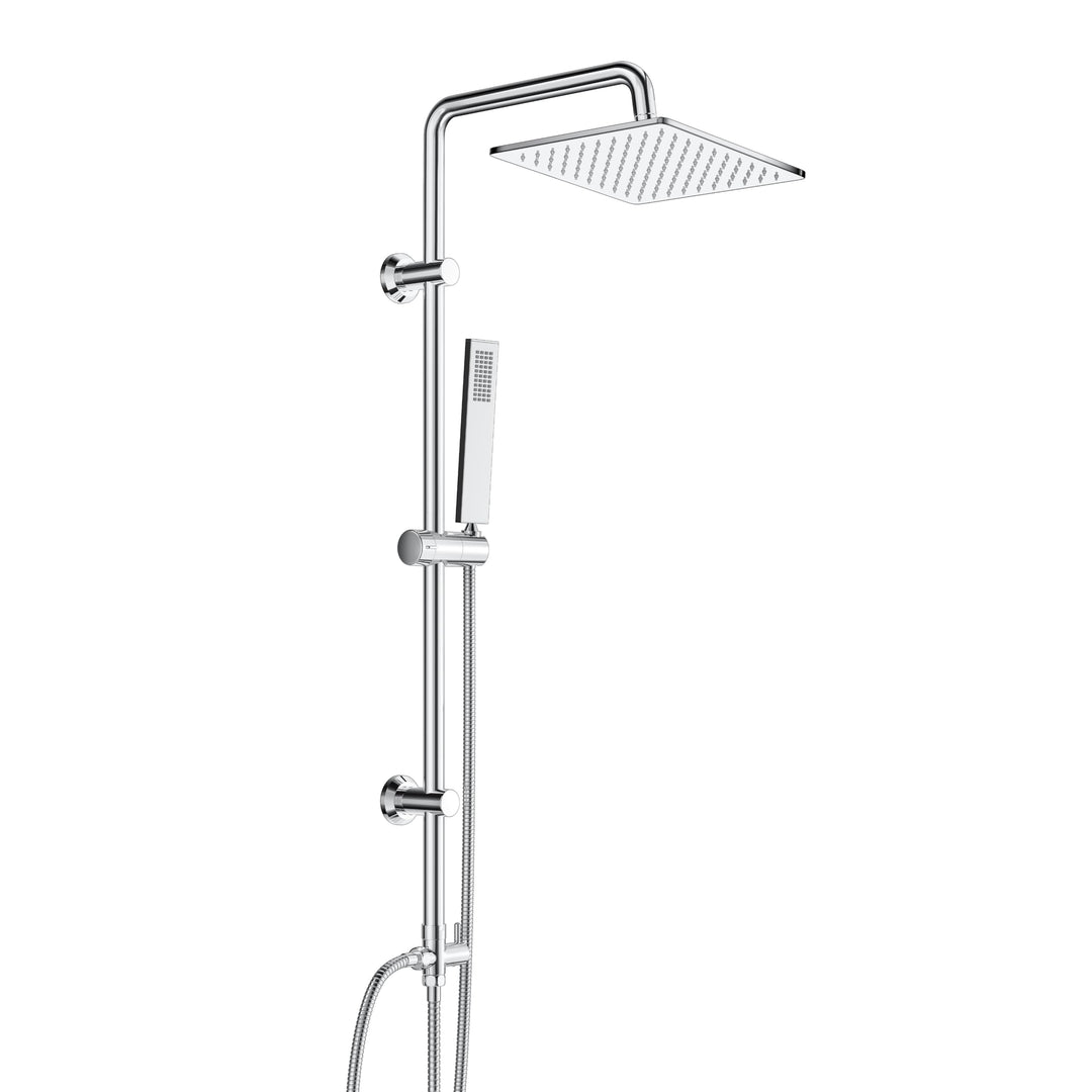 Görbach Regendusche Duschsystem ohne Armatur, Edelstahl Duschset mit Verstellbarer Duschstange, Kopf
