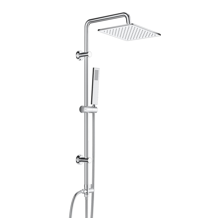 Görbach Regendusche Duschsystem ohne Armatur, Edelstahl Duschset mit Verstellbarer Duschstange, Kopf