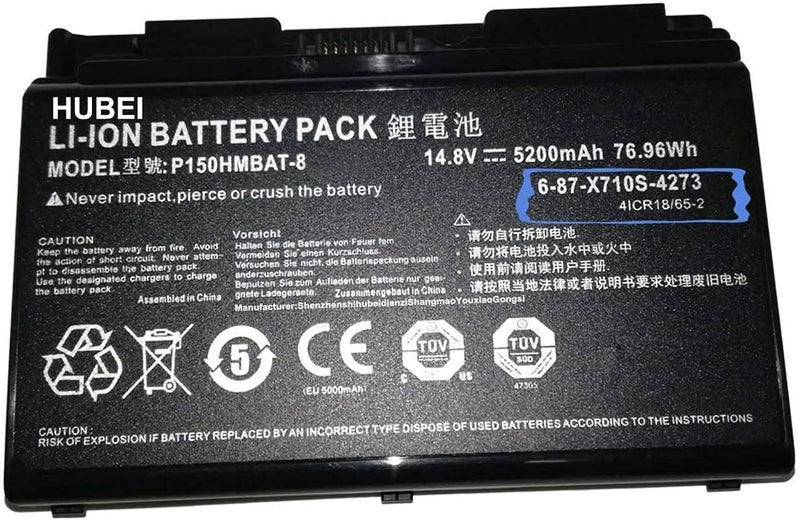 P150HMBAT-8 X710S Laptop Batterie Ersatz für CLevo 6-87-X710S-4271 6-87-X710S-4272 6-87-X710S-4J7 6-