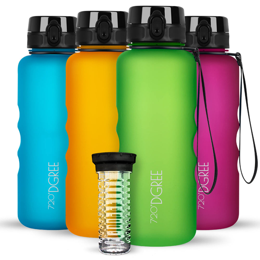 720°DGREE Trinkflasche “uberBottle“ 350ml, 500ml, 650ml, 1l softTouch +Früchtebehälter - Auslaufsich