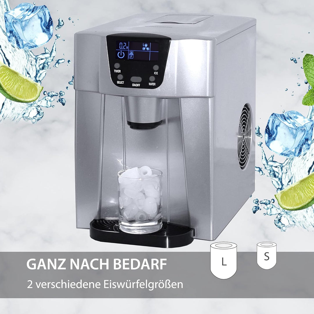 Gino Gelati GG-500 Water Digitaler Eiswürfelbereiter mit Eiswasserfunktion Eiswürfelmaschine