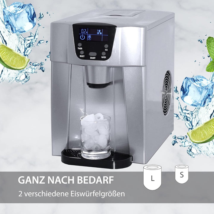 Gino Gelati GG-500 Water Digitaler Eiswürfelbereiter mit Eiswasserfunktion Eiswürfelmaschine