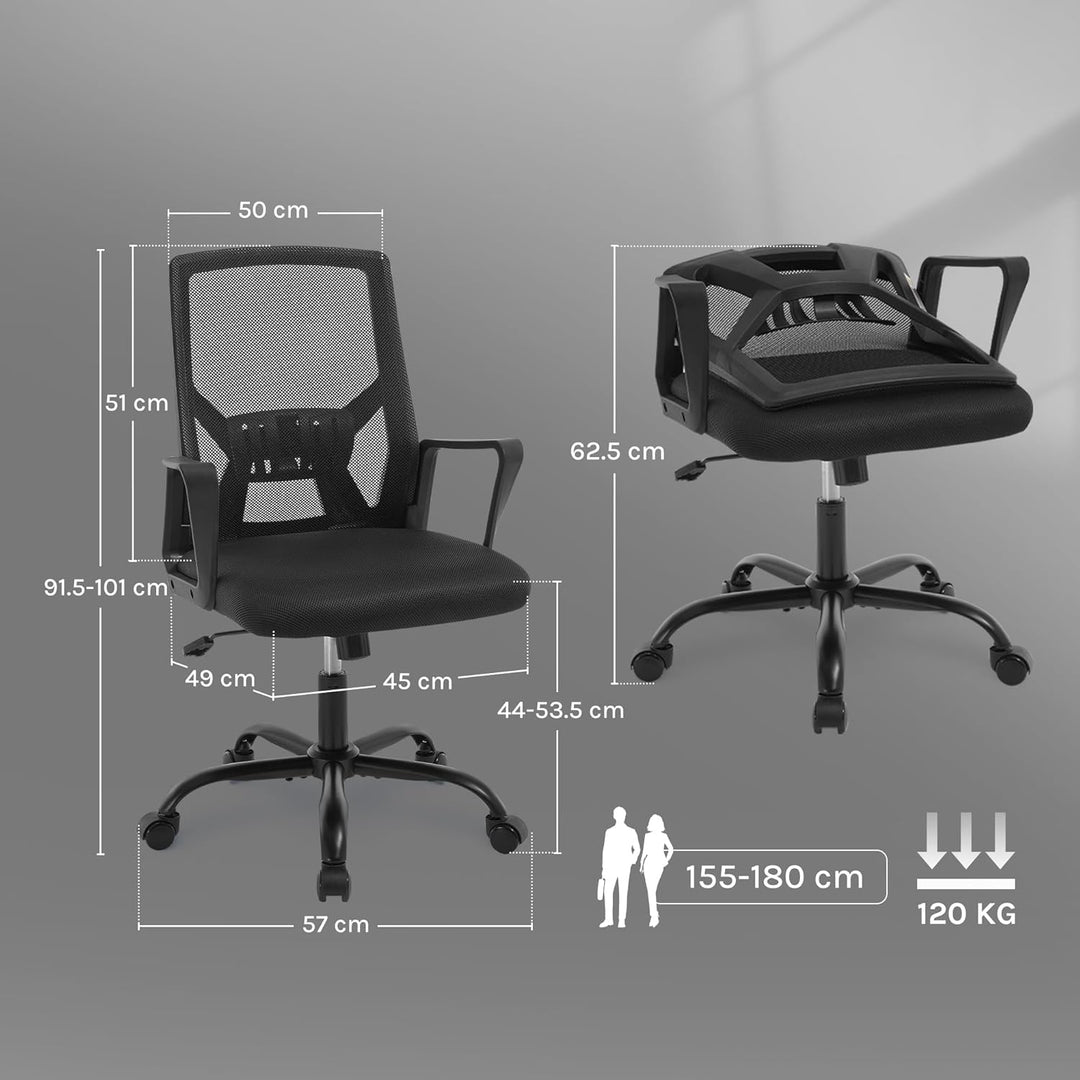 Ergonomischer Bürostuhl, Computerstuhl mit Faltbarer Rückenlehne, Höhenverstellbarer Arbeitsstuhl Dr
