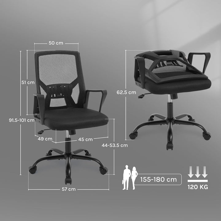 Ergonomischer Bürostuhl, Computerstuhl mit Faltbarer Rückenlehne, Höhenverstellbarer Arbeitsstuhl Dr