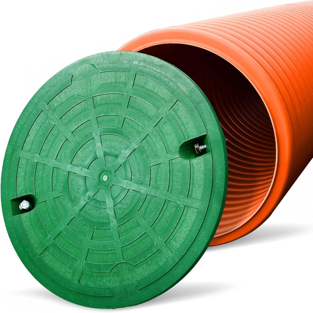 Millto™ Steigrohr mit Abdeckung Deckel 100cm 315 mm Schachtrohr Wellrohr Kanalschacht Kanalrohr Scha
