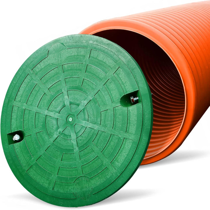 Millto™ Steigrohr mit Abdeckung Deckel 100cm 315 mm Schachtrohr Wellrohr Kanalschacht Kanalrohr Scha
