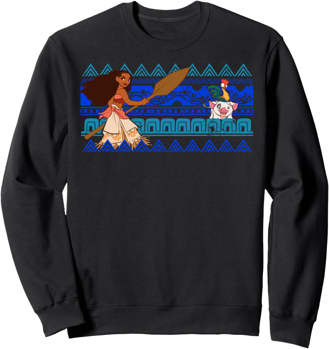 Disney Moana Hei Hei Pua Geometric Lines Sweatshirt