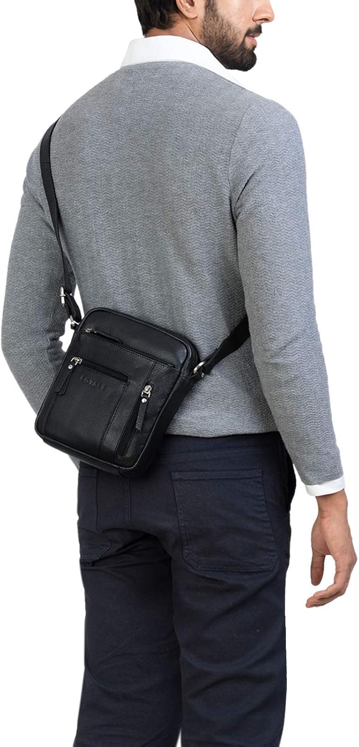 ROYALZ 'Dallas' Kleine Umhängetasche Herren Leder Vintage Look Echtleder Männer Ledertasche Mini Sch