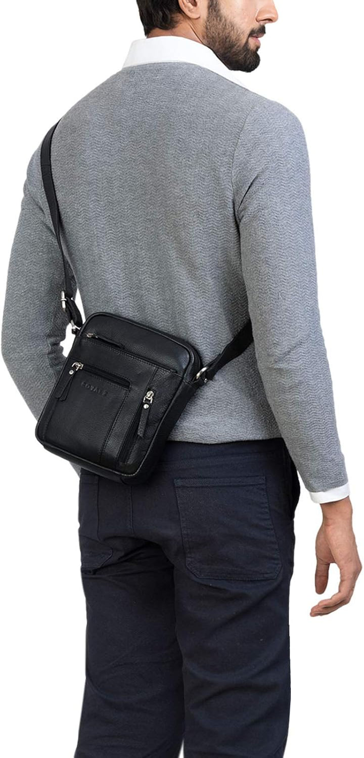ROYALZ 'Dallas' Kleine Umhängetasche Herren Leder Vintage Look Echtleder Männer Ledertasche Mini Sch