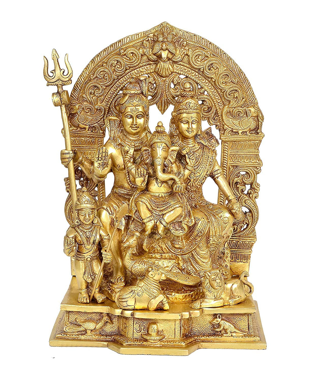 AONA Shiv Parivar Messing Pooja Idol/Messing Made Shiv Parivar/Shiv Parvati Ganesh Idol für Glück, E