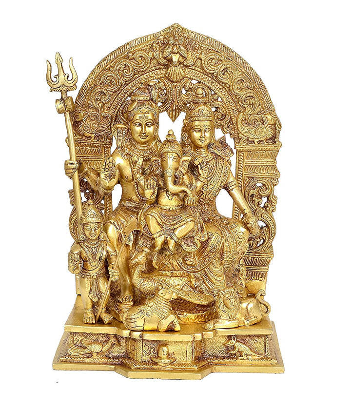 AONA Shiv Parivar Messing Pooja Idol/Messing Made Shiv Parivar/Shiv Parvati Ganesh Idol für Glück, E