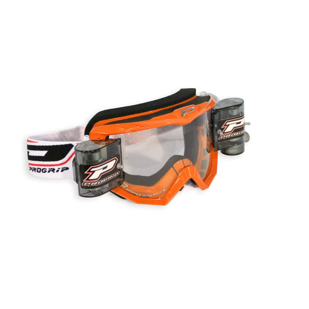 Progrip 3201 Goggle mit XL Roll off system Clear Linse (Erwachsene, Orange), Orange