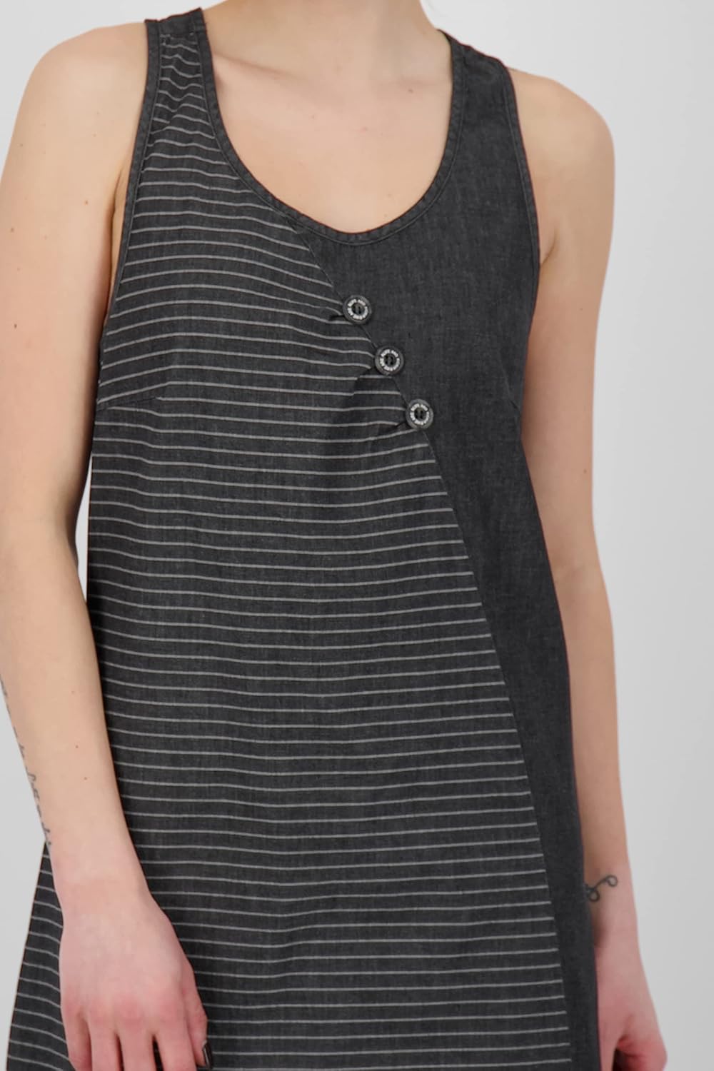 ALIFE and Kickin CameronAK DNM B Top Dress Damen Sommerkleid, Kleid S Black Denim, S Black Denim