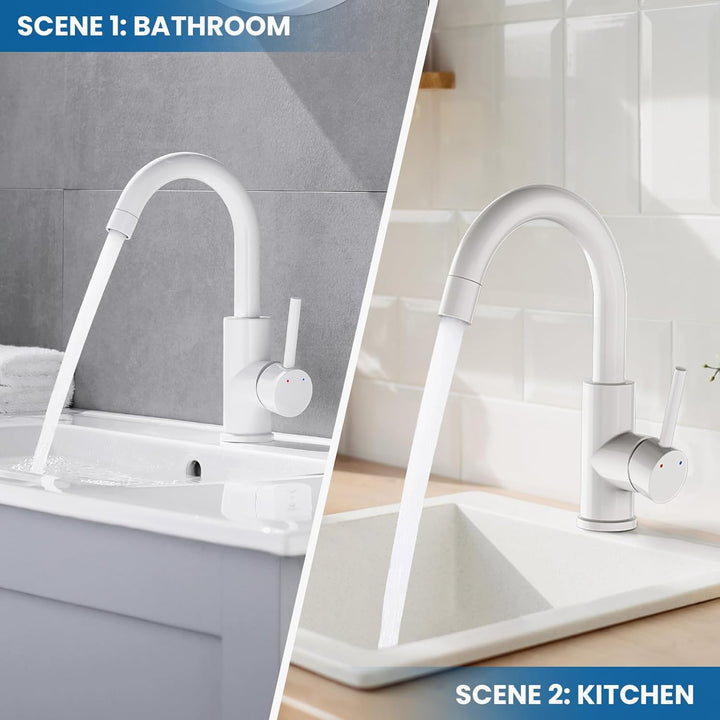Auralum Wasserhahn Bad mit 60CM Schlauchs, 360° Drehbar Waschtischarmatur, Mischbatterie Einhebelmis