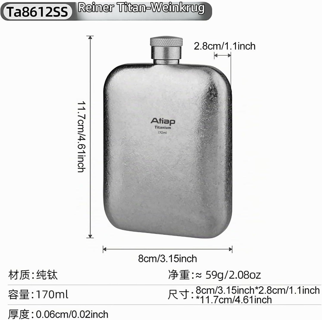 Titan-Flachmann, tragbar, auslaufsicher, Weintopf, Flagon, Trinkbecher mit Kappe für Outdoor, Campin