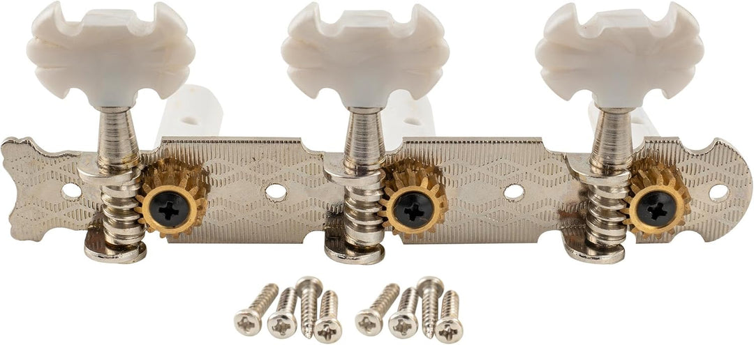 Musiclily Pro 3 auf einer Platte Mechaniken Set für Konzertgitarre,Nickel Schmetterlingsknopf Knauf