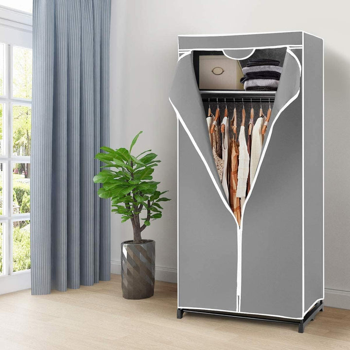 GIANTEX Kleiderschrank Stoffschrank mit Kleiderstange & Ablage, Faltschrank 74 x 50 x 172 cm, Kleide