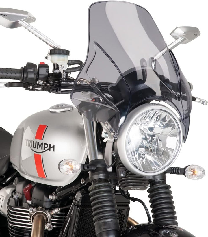 Windschild Puig Plus kompatibel für Triumph Thruxton 1200 / R rauchgrau