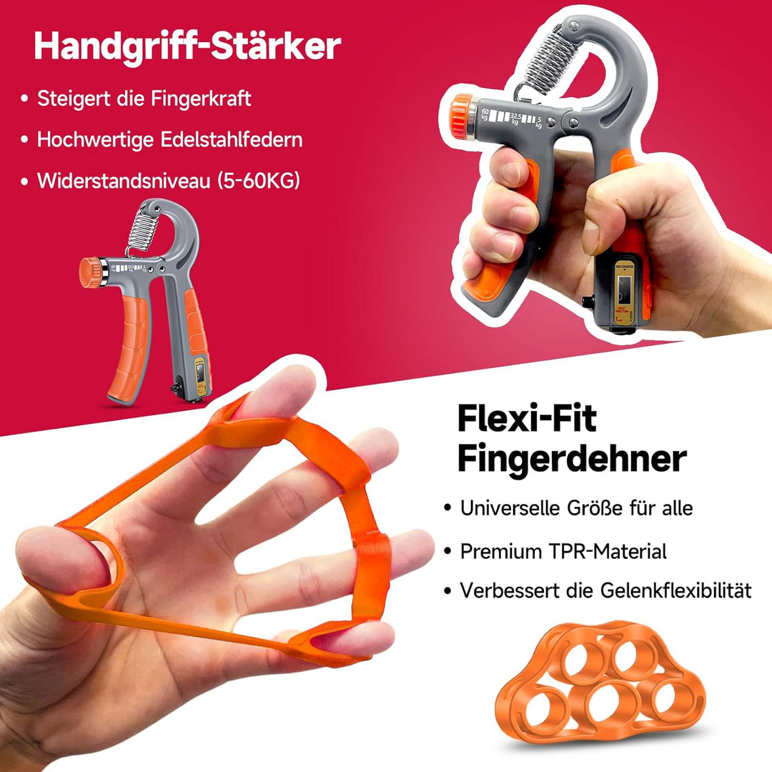 FitBeast Handtrainer Trainingsset (5-teilig), 2 Unterarmgriff Einstellbare Widerstand Handgreifer, F