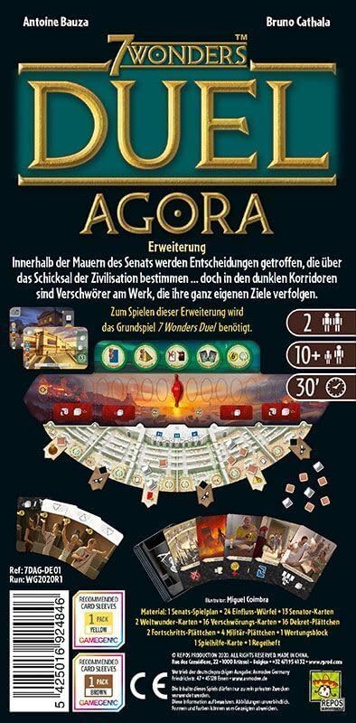 Asmodee 7 Wonders Duel – Agora, Erweiterung, Kennerspiel, Strategiespiel, 2 Spieler, ab 10+ Jahren,