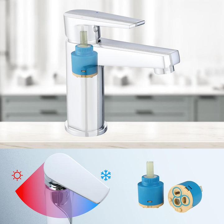 Florenta Wasserhahn Bad Messing Einhebel-Waschtischarmatur mit 50cm Anschluss, Chrom Einhandmischer