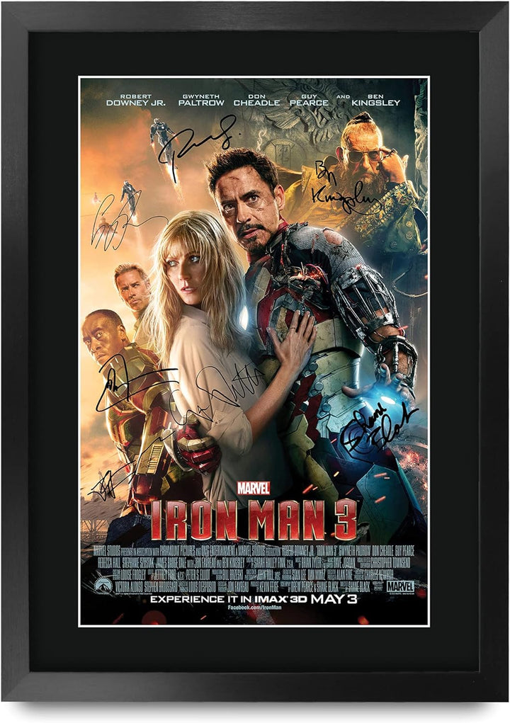 HWC Trading A3 FR Iron Man 3 Robert Downey Jr und Cast Geschenke Printed Poster Autogramm Bild für F