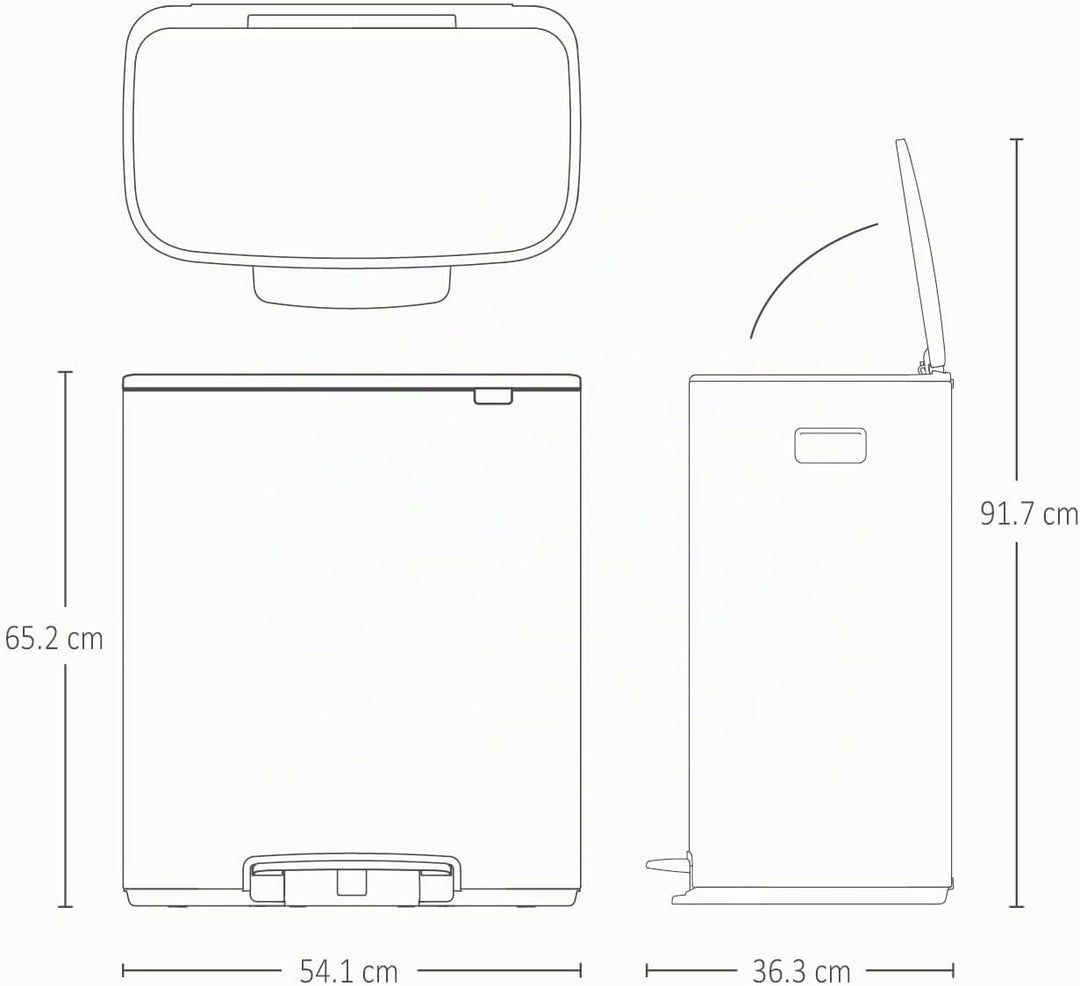 Brabantia Bo Treteimer, 60L 1 Inneneimer (60L) Matt Black, 1 Inneneimer (60L) Matt Black