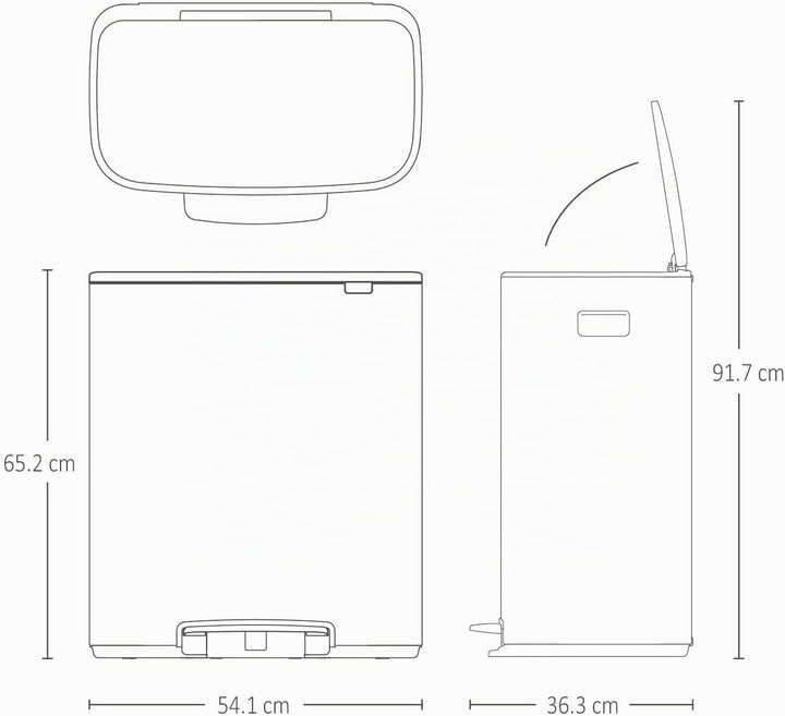 Brabantia Bo Treteimer, 60L 1 Inneneimer (60L) Matt Black, 1 Inneneimer (60L) Matt Black
