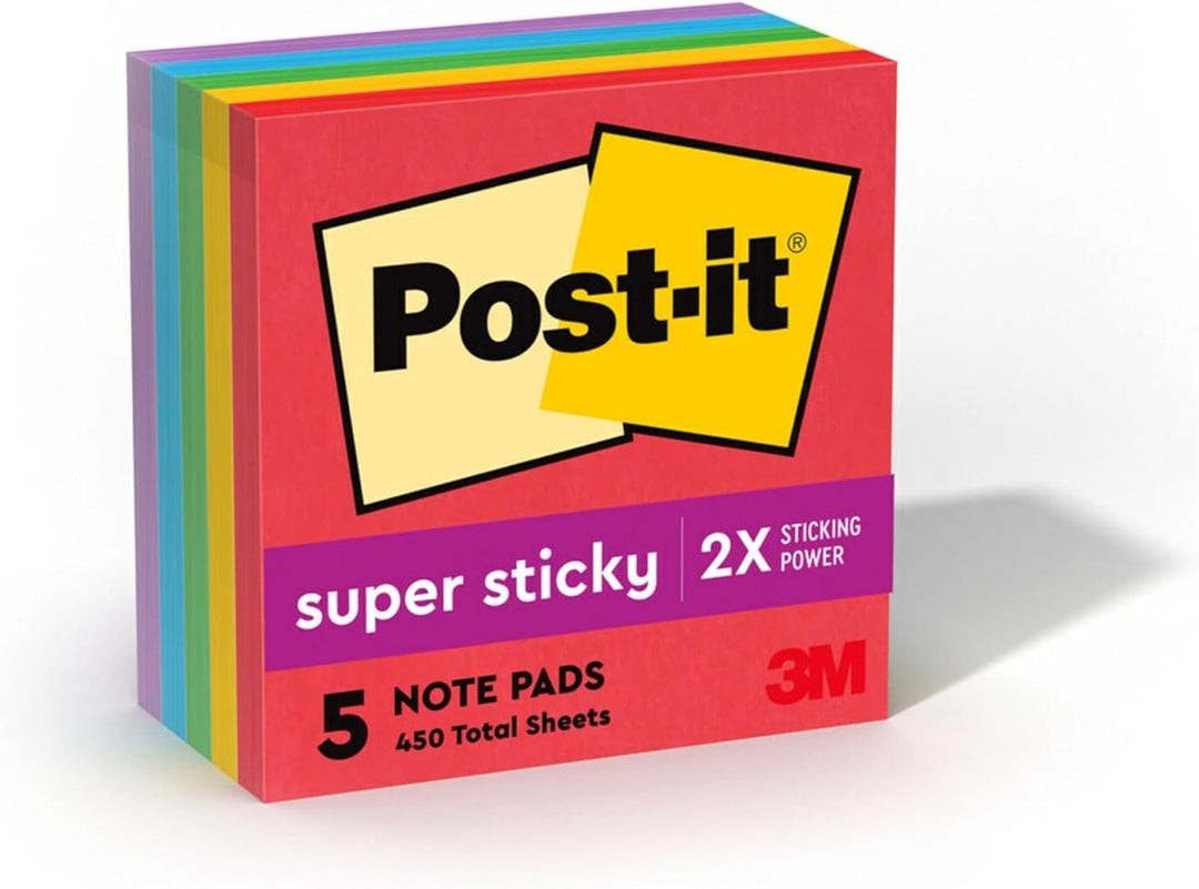 Post-it Super Haftnotizen, 5 Haftnotizblöcke, 7,6 x 7,6 cm, Schulbedarf und Büroprodukte, ideal für