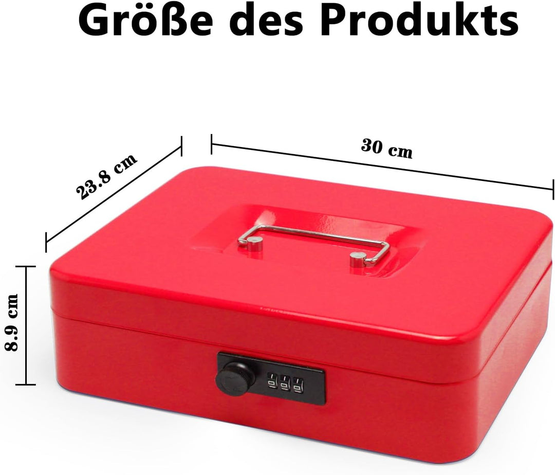 Geldkassette aus Stahl mit Zahlenschloss, kleine Geldkassette aus Metall mit abnehmbarem Geldfach, G