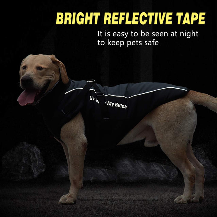 Idepet Hund Mantel Warme Jacke, Reflektierender Haustier-Schneeanzug Sport im Freien wasserdichte Hu