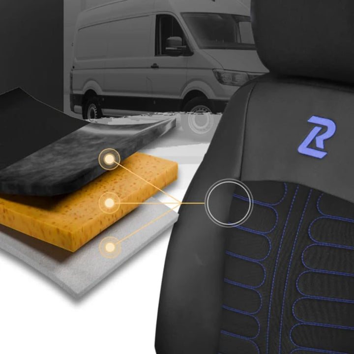 LUCARO Sitzbezüge Auto Renault Trafic 3 Opel Vivaro B FIAT Talento Nissan NV300 1+2 Sitzbank: mit Lu