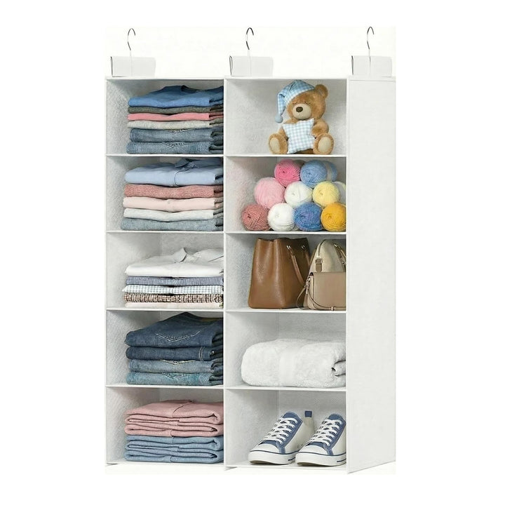 Doppelreihe Hängeregal, Schrank Organizer für Kleidung, Faltbarer Kleiderschrank Organizer mit 3 Met