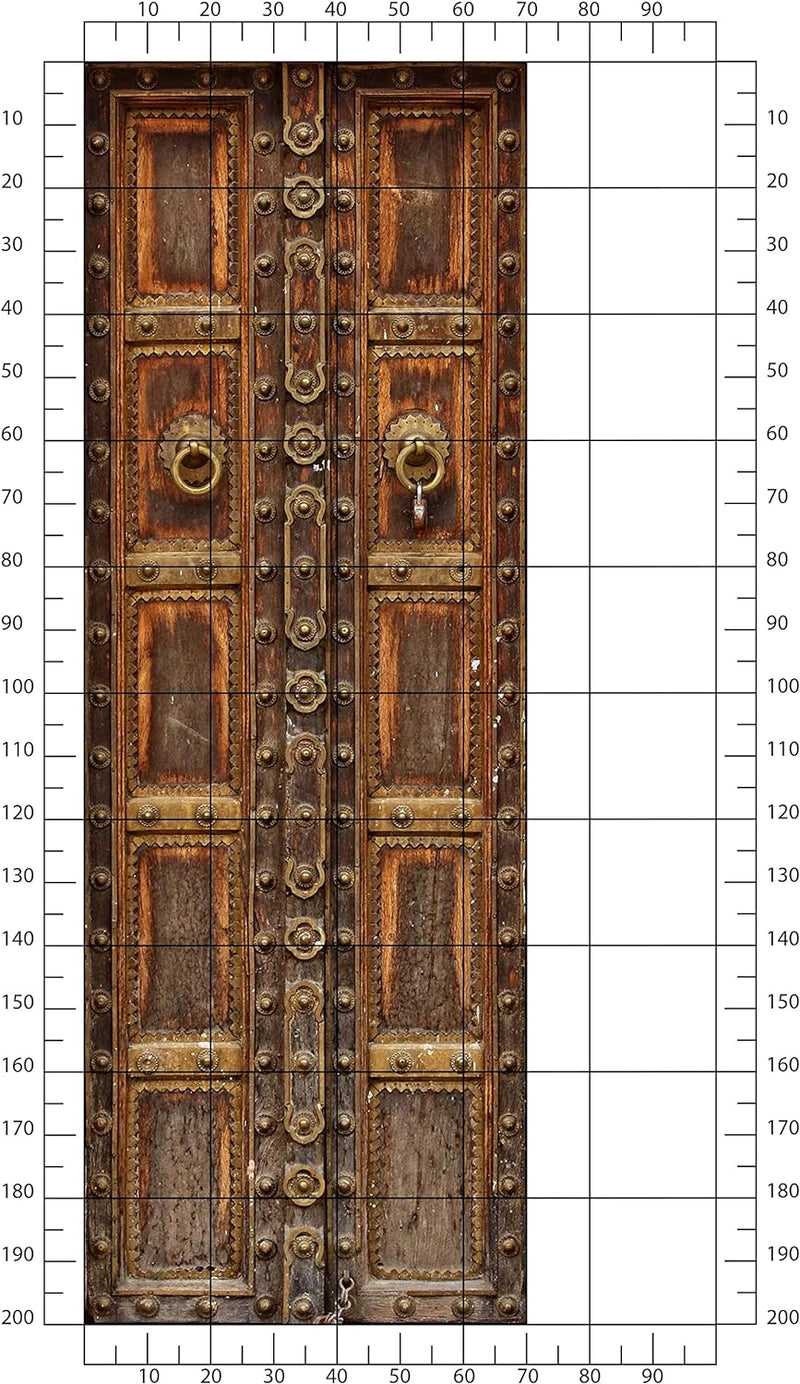 wandmotiv24 Türtapete mittelalterliche Tür, Holz, Metall 70 x 200cm (B x H) - Dekorfolie selbstklebe