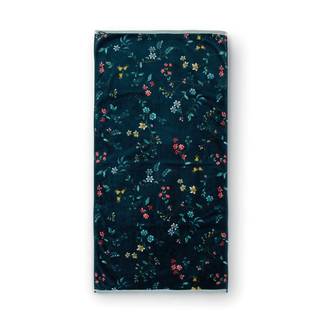 Pip Studio Duschtuch Les Fleurs | dunkelblau - 70 x 140 Duschtuch 70 x 140 cm, Duschtuch 70 x 140 cm