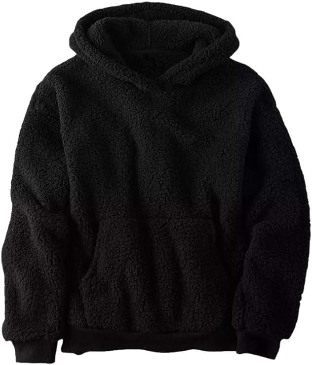 Haloumoning Kapuzenpullover Kinder Teddy Fleece Hoodie Unisex Warm Sherpa Sweatershirt Mädchen Junge