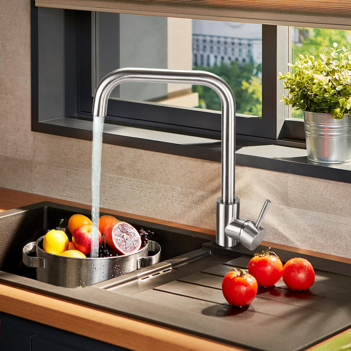 Virklyee Wasserhahn Spültischarmatur Wasserhahn Küche 360° Drehbar Küchenarmatur aus Edelstah, Einst