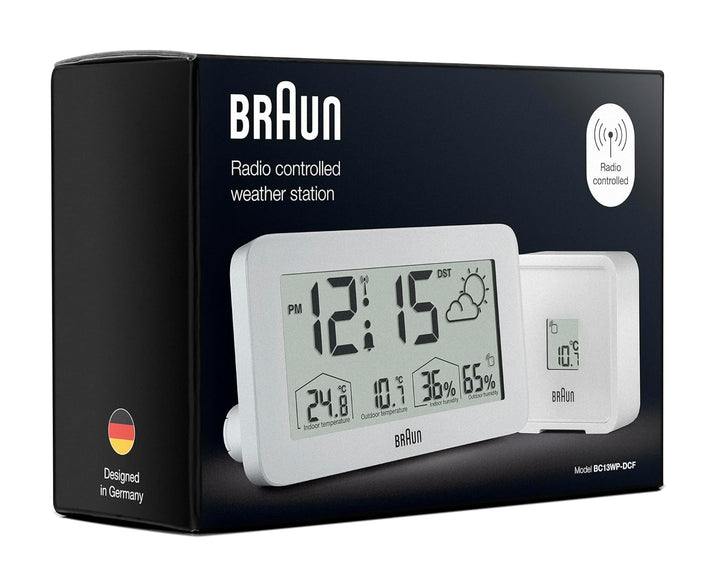 Braun Central European Time Zone (DCF) Digitale Funkwetterstation mit Innen- und Aussentemperatur- u