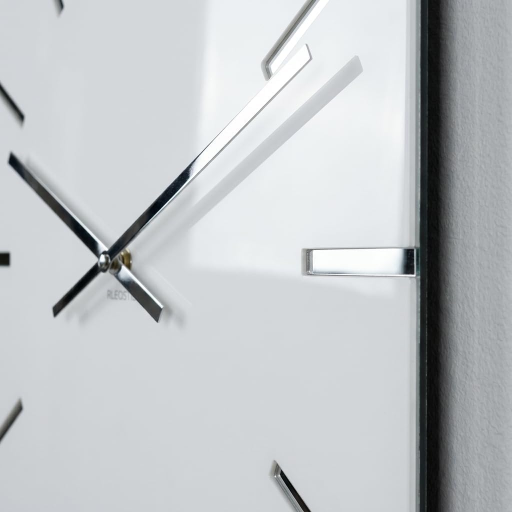 FLEXISTYLE Moderne grosse Wanduhr Exact 50cm, Acrylglas und Acrylspiegel, Stille, Wohnzimmer, Schlaf