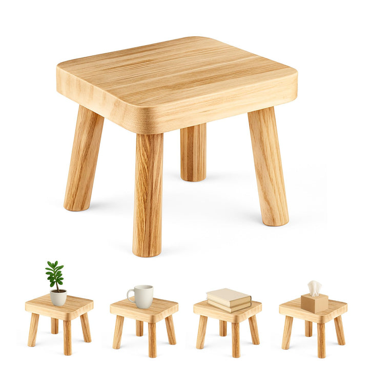 Youyijia Kleiner Holzhocker, Tritthocker für Kinder, Pflanzenständer aus Holz 25×23×21 cm, Beistellt